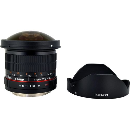  Rokinon HD8M-N 8mm f/3.5 HD Fisheye Lens with Auto Aperture Chip and Removable Hood for Nikon DSLR 8-8mm, Fixed-Non-Zoom Lens