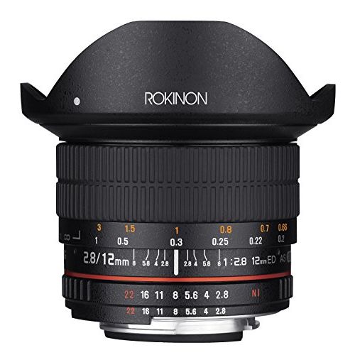  Rokinon 12mm F2.8 Ultra Wide Fisheye Lens for Nikon AE DSLR Cameras - Full Frame Compatible