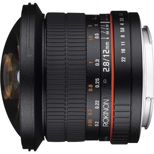  Rokinon 12mm F2.8 Ultra Wide Fisheye Lens for Nikon AE DSLR Cameras - Full Frame Compatible