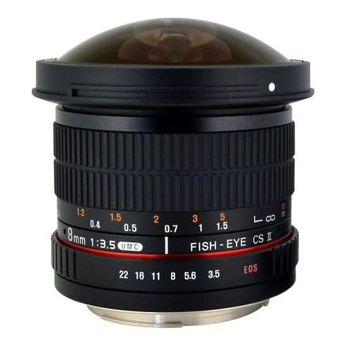  Rokinon 8mm f3.5 AS IF MC CSII DH Fisheye Lens with Removable Hood for Olympus and Panasonic Micro 4/3 (MFT) Mount Digital Cameras (HD8M-MFT)