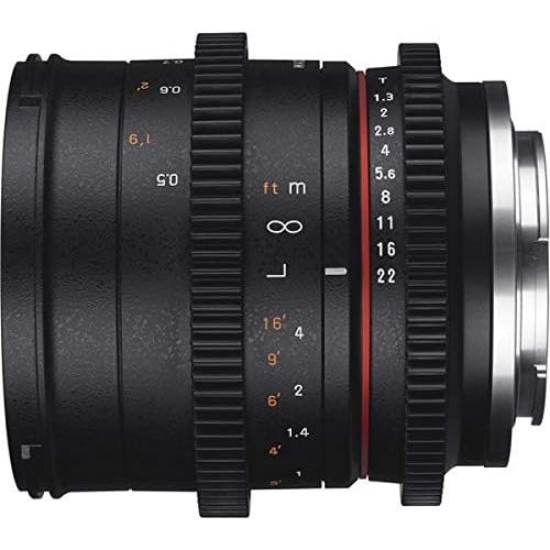  Rokinon CV50M-E 50mm T1.3 Compact High Speed Cine Lens for Sony E-Mount, Black