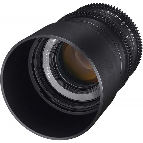  Rokinon CV50M-E 50mm T1.3 Compact High Speed Cine Lens for Sony E-Mount, Black