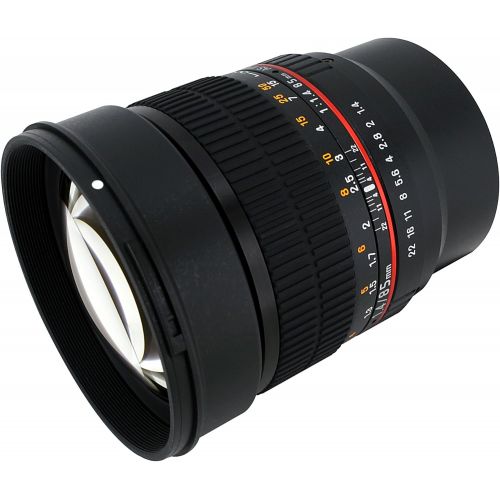  Rokinon AE85M-C 85mm F1.4 Aspherical Lens with Built in AE Chip for Canon DSLR Cameras (Black)
