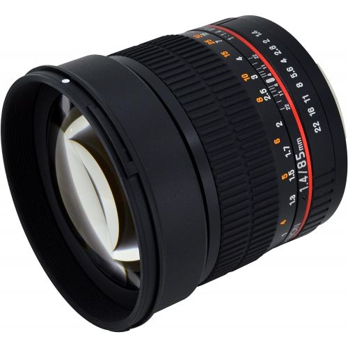  Rokinon AE85M-C 85mm F1.4 Aspherical Lens with Built in AE Chip for Canon DSLR Cameras (Black)