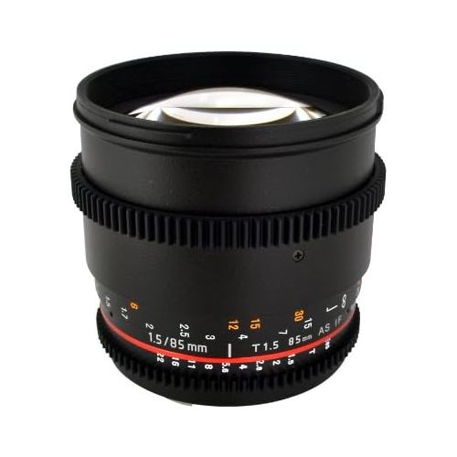  Rokinon CV85M-NEX 85mm t1.5 Aspherical Lens for Sony E-Mount (NEX) with De-Clicked Aperture and Follow Focus Compatibility Fixed Lens