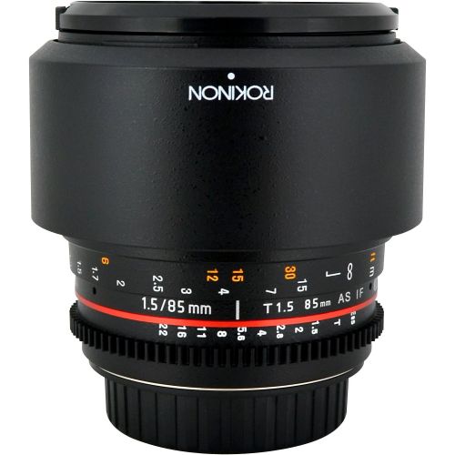  Rokinon CV85M-NEX 85mm t1.5 Aspherical Lens for Sony E-Mount (NEX) with De-Clicked Aperture and Follow Focus Compatibility Fixed Lens