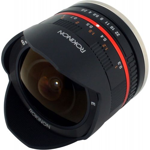  Rokinon 8mm F2.8 UMC Fisheye II (Black) Fixed Lens for Sony E-Mount (NEX) Cameras (RK8MBK28-E)