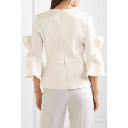  Roksanda Kemi bow-embellished satin-trimmed crepe blouse