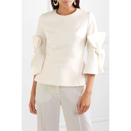  Roksanda Kemi bow-embellished satin-trimmed crepe blouse