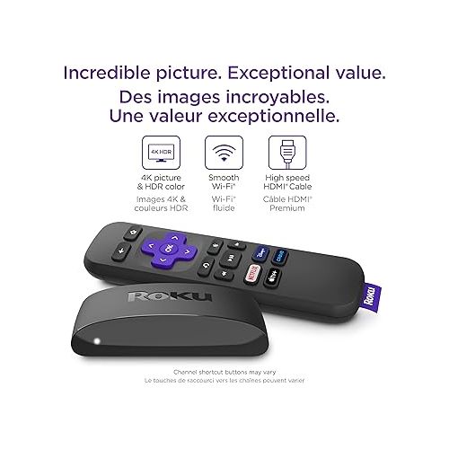  Roku Express 4K 2022 | Streaming Media Player HD/4K/HDR with Smooth Wireless Streaming and Roku Simple Remote with TV Controls, Includes Premium HDMI Cable