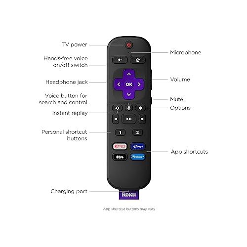  Roku Ultra | The Ultimate Streaming Device 4K/HDR/Dolby Vision/Atmos, Rechargeable Roku Voice Remote Pro, Ethernet Port, Hands-Free Controls, Lost Remote Finder, Free & Live TV