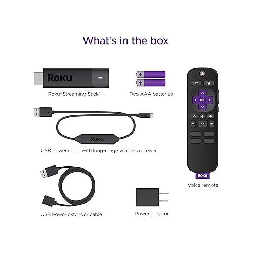  Roku Streaming Stick+ | HD/4K/HDR Streaming Device with Long-range Wireless and Roku Voice Remote with TV Controls