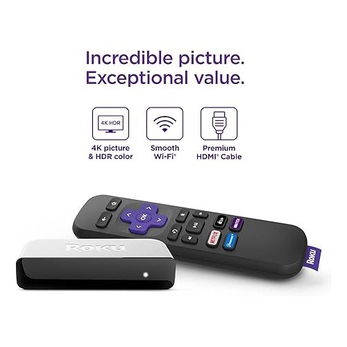  Roku 3920RW-SW Premiere | 4K/HDR Streaming Media Player Wi-Fi Enabled with Premium High Speed HDMI Cable and Simple Remote