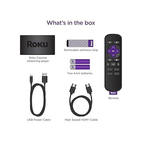  Roku Express | HD Roku Streaming Device with Standard Remote (no TV controls), Free & Live TV