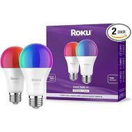 Roku Smart Light Bulbs (Color, 2-Pack) - Dimmable A19 Color Lightbulbs with Adjustable Brightness & Temperature - WiFi Smart Bulbs Works Voice, Alexa & Google Assistant - Smart Home Products