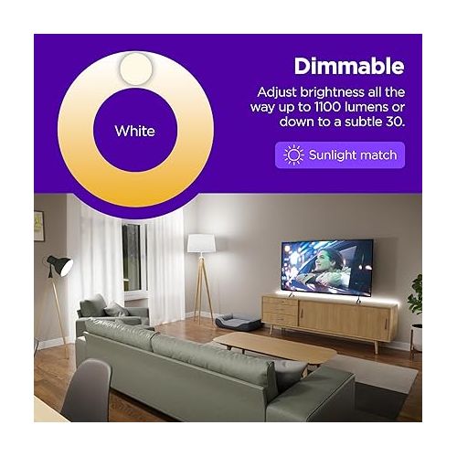  Roku Smart Light Bulbs (Color, 2-Pack) - Dimmable A19 Color Lightbulbs with Adjustable Brightness & Temperature - WiFi Smart Bulbs Works Voice, Alexa & Google Assistant - Smart Home Products