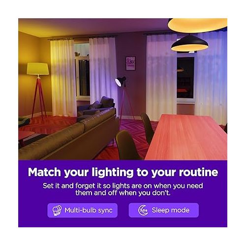  Roku Smart Light Bulbs (Color, 2-Pack) - Dimmable A19 Color Lightbulbs with Adjustable Brightness & Temperature - WiFi Smart Bulbs Works Voice, Alexa & Google Assistant - Smart Home Products