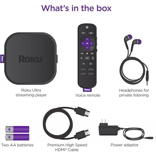  [아마존베스트]Roku Ultra 2020 | Streaming Media Player HD/4K/HDR/Dolby Vision with Dolby Atmos, Bluetooth Streaming, and Roku Voice Remote with Headphone Jack and Personal Shortcuts, Includes Pr
