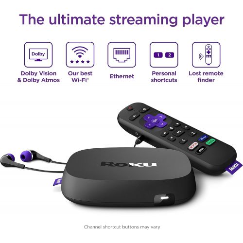  [아마존베스트]Roku Ultra 2020 | Streaming Media Player HD/4K/HDR/Dolby Vision with Dolby Atmos, Bluetooth Streaming, and Roku Voice Remote with Headphone Jack and Personal Shortcuts, Includes Pr