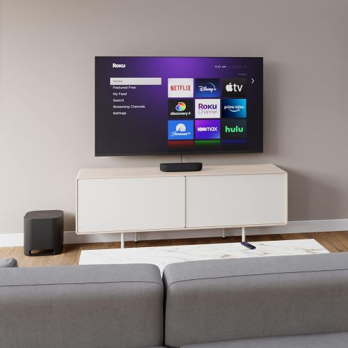  [아마존베스트]Roku Streambar, 4K/HD/HDR Streaming Media Player & Premium Audio All in One, Includes Roku Voice Remote, Released 2020 + Roku Wireless Subwoofer