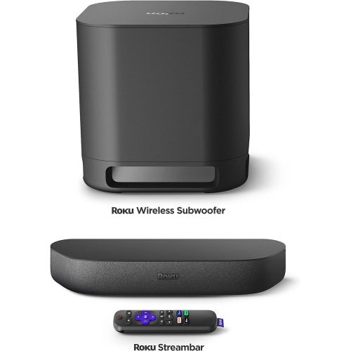  [아마존베스트]Roku Streambar, 4K/HD/HDR Streaming Media Player & Premium Audio All in One, Includes Roku Voice Remote, Released 2020 + Roku Wireless Subwoofer