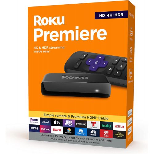  [아마존베스트]Roku Premiere | HD/4K/HDR Streaming Media Player, Simple Remote and Premium HDMI Cable