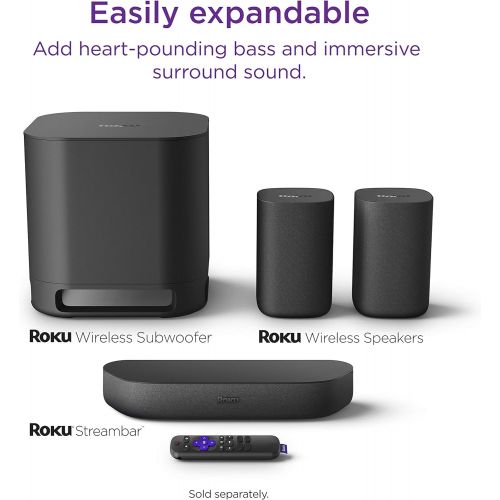  [아마존베스트]Roku Streambar | 4K/HD/HDR Streaming Media Player & Premium Audio, All In One, Includes Roku Voice Remote, Released 2020