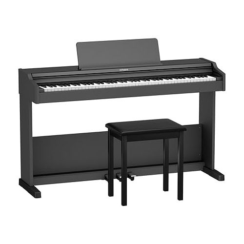 롤랜드 Roland RP107 Digital Compact and Affordable Home Piano with Traditional Upright Styling | Perfect for Beginners |Onboard Bluetooth & More,Black