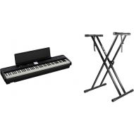 Roland FP-E50 Digital Piano & RockJam Xfinity Heavy-Duty, Double-X, Pre-Assembled, Infinitely Adjustable Piano Keyboard Stand with Locking Straps