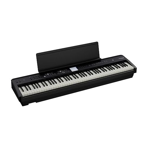 롤랜드 Roland FP-E50 Digital Piano & RockJam Xfinity Heavy-Duty, Double-X, Pre-Assembled, Infinitely Adjustable Piano Keyboard Stand with Locking Straps