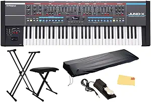 Roland Juno X Synthesizer Bundle with Sustain Pedal, Adjustable Stand, Bench, Dust Cover, Online Piano Classes, and Austin Bazaar Polishing Cloth