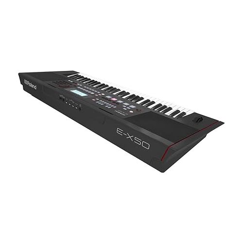 롤랜드 Roland E-X50 Electronic Arranger Keyboard - Easy-to-use | Stereo Speakers | Bluetooth | Professional Sounds | Mic Input | Auto-Accompaniment Function, Black
