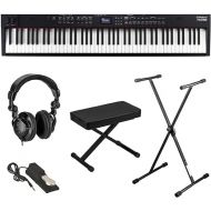 Roland RD-88 88-Key Stage Digital Piano, Black Bundle with Bundle with Stand, Bench, Sustain Pedal, Studio Monitor Headphones