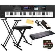 Roland Juno DS-88 Synthesizer Bundle with Sustain Pedal, Adjustable Stand, Bench, Dust Cover, Austin Bazaar Instructional DVD, Online Piano Classes, and Polishing Cloth