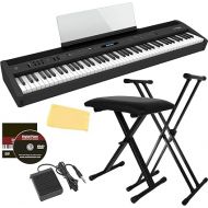 Roland FP-60X Digital Piano - Black Bundle with Adjustable Stand, Bench, Sustain Pedal, Austin Bazaar Instructional DVD, Online Piano Classes, and Polishing Cloth