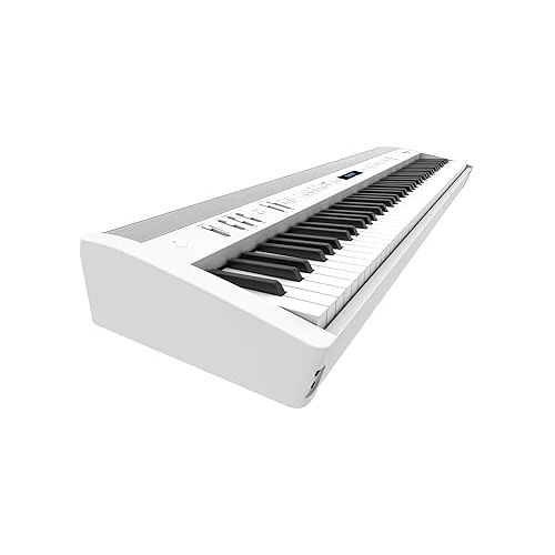 롤랜드 Roland FP-60X 88-Key Digital Piano - White Bundle with Adjustable Stand, Bench, Deluxe Sustain Pedal, Instructional DVD, Online Piano Lessons, and Austin Bazaar Polishing Cloth - White