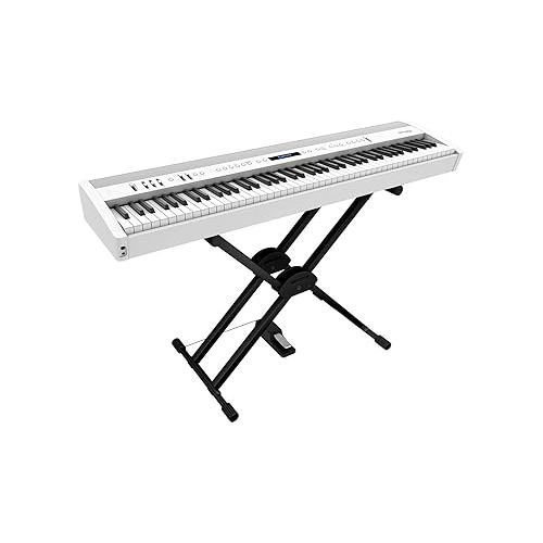 롤랜드 Roland FP-60X 88-Key Digital Piano - White Bundle with Adjustable Stand, Bench, Deluxe Sustain Pedal, Instructional DVD, Online Piano Lessons, and Austin Bazaar Polishing Cloth - White