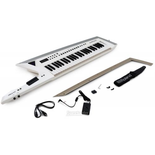 롤랜드 Roland AX-Edge 49-key Keytar Synthesizer Essentials Bundle - White