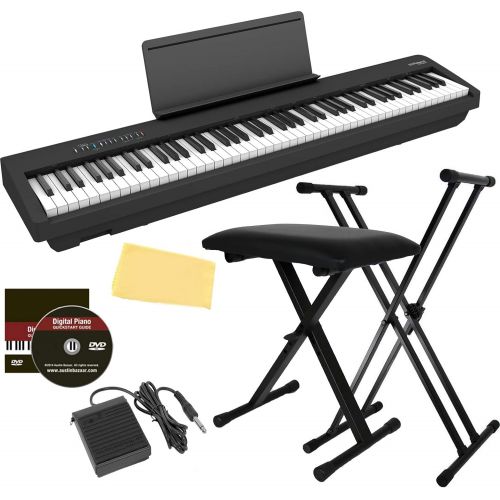 롤랜드 Roland FP-30 Digital Piano - Black Bundle with Roland DP-10 Damper Pedal, Adjustable Stand, Bench, Dust Cover, Austin Bazaar Instructional DVD, and Polishing Cloth