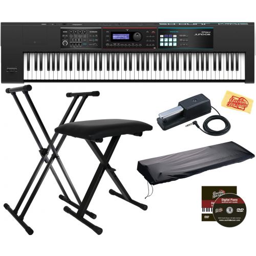 롤랜드 Roland Juno DS-88 Synthesizer Bundle with Roland DP-10 Damper Pedal, Adjustable Stand, Bench, Dust Cover, Austin Bazaar Instructional DVD, and Polishing Cloth