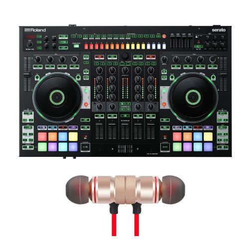 롤랜드 Roland DJ-808 4-Channel DJ Controller for Serato DJ Includes Free Wireless Earbuds - Stereo Bluetooth In-ear Earphones