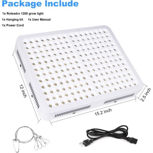  [아마존 핫딜]  [아마존핫딜]LED Grow Light, Roleadro 3500k Sunlike Plant Light 1500W Full Spectrum Dual-Chip with ON/Off Switch and Daisy Chain for Indoor Plants for Seedling, Succulents，Micro Greens, Clones,