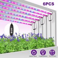 [아마존 핫딜] [아마존핫딜]Roleadro 6 Pack LED Grow Light with Timer, 60W T5 Plants Lights for Indoor Plants Grow Lights Strip Grow Lamp Bar 4 Levels Brightness Dimmable for Greenhouse Gardening Hydroponics