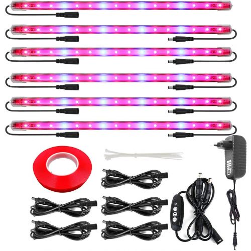  Roleadro Led Grow Light Strips for Indoor Plants, Full Spectrum Auto On & Off 60W Grow Lamp with Timer/Extension Cables Plant Lights Bar 4 Dimmable Levels for Indoor Plants Tent Seedling Hy