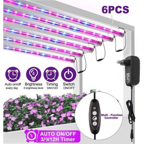  Roleadro Led Grow Light Strips for Indoor Plants, Full Spectrum Auto On & Off 60W Grow Lamp with Timer/Extension Cables Plant Lights Bar 4 Dimmable Levels for Indoor Plants Tent Seedling Hy