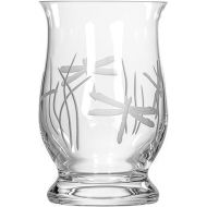 Dragonfly Glass Hurricane Candleholder - 8-inch Engraved Hurricane Vase- Lead-Free Glass - Diamond-Wheel Engraved Hurricane Vase - Multi-use Pillar Candle Holder and Flower Vase