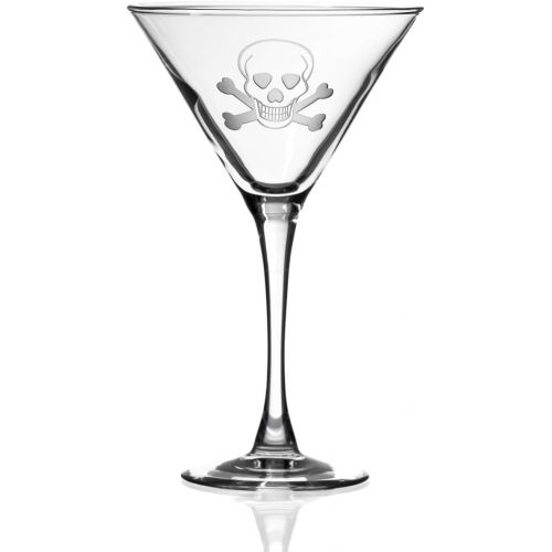 [아마존베스트]Rolf Glass Skull and Cross Bone Martini Glass - Set of 2 Stemmed 10 ounce Martini Glasses - Lead-Free Glass - Etched Cocktail Glasses - Made in the USA