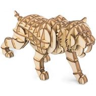 [아마존베스트]Rolife Build Your Own 3D Wooden Assembly Puzzle Wood Craft Kit Saber Toothed Tiger Model Gifts for Kids and Adults