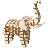 [아마존베스트]Rolife Build Your Own 3D Wooden Assembly Puzzle Wood Craft Kit Model Gifts for Kids and Adults (Elephant)