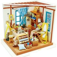 [아마존 핫딜]  [아마존핫딜]Rolife DIY Puppenhaus mit Licht Schneider Miniatur Haus Modell Spielzeug fuer Madchen Erwachsene-Top Mini Puppenhaus Design fuer Kinder 14 Jahre Alt und alter(Lisas Tailor)